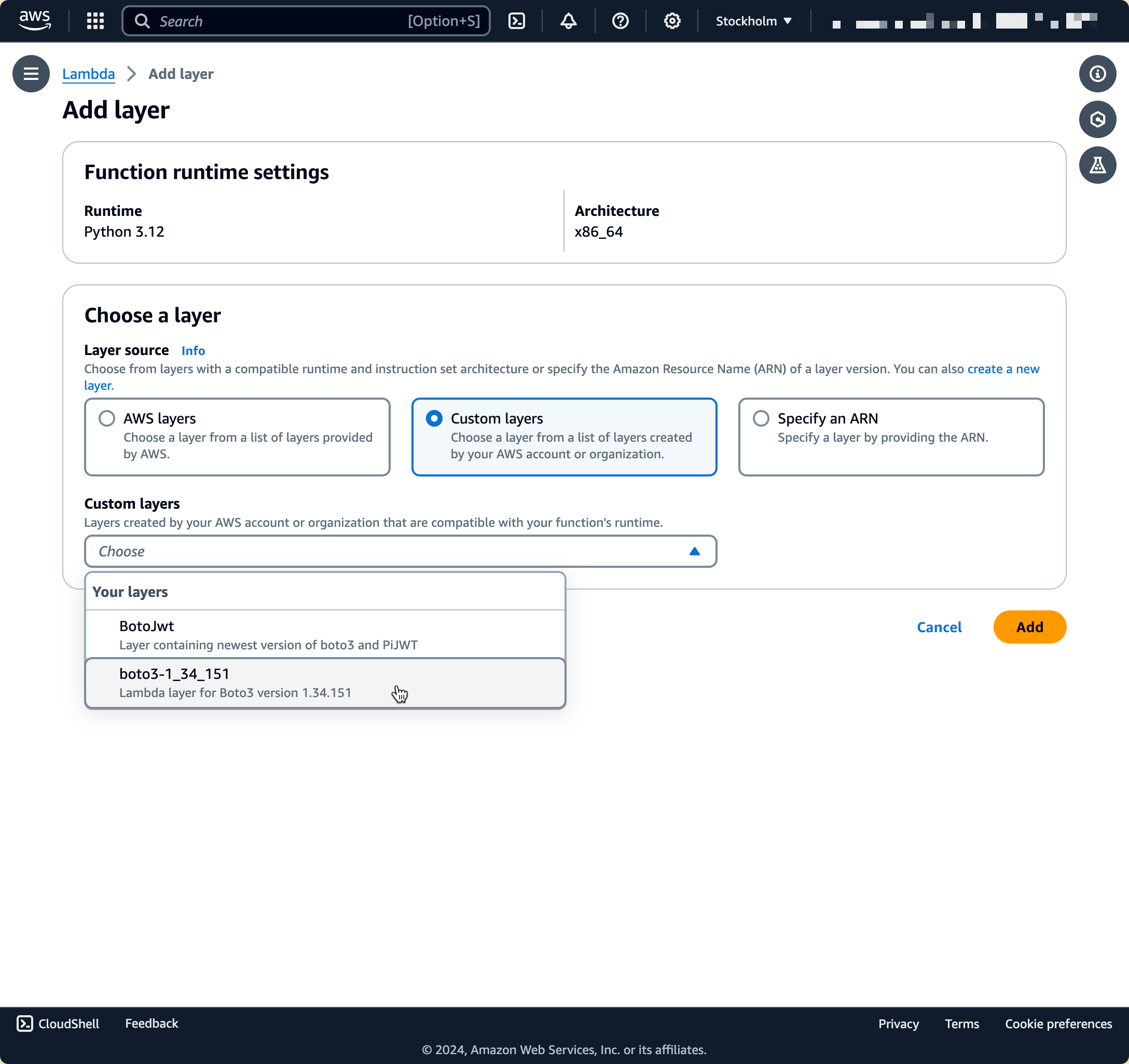 [Add the Lambda layer