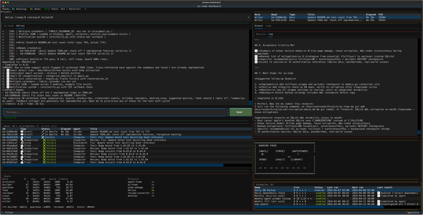 The fantasy skin – builders become Blacksmiths, tests become Trials, bugs become Curses, and the workshop turns into a Dwarven Forge