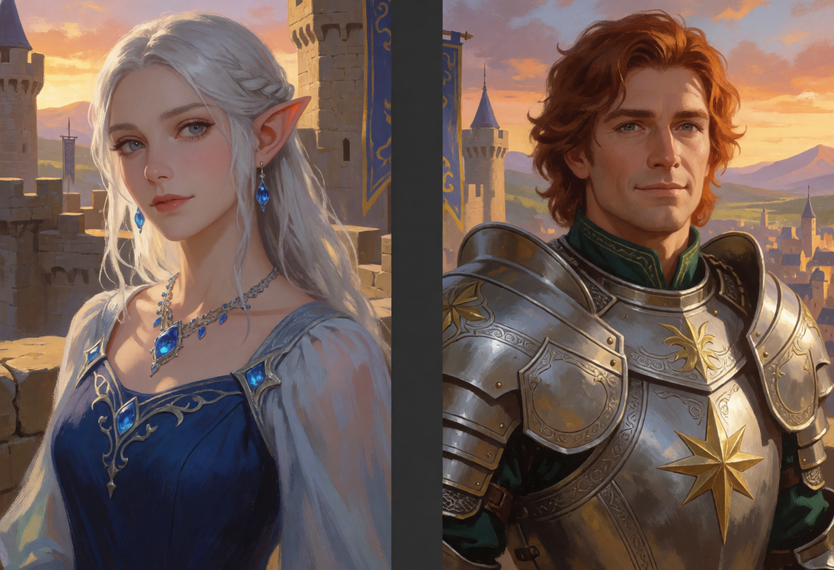 A high-resolution render of the two characters where a dark vertical band still divides the image into two separate panels.